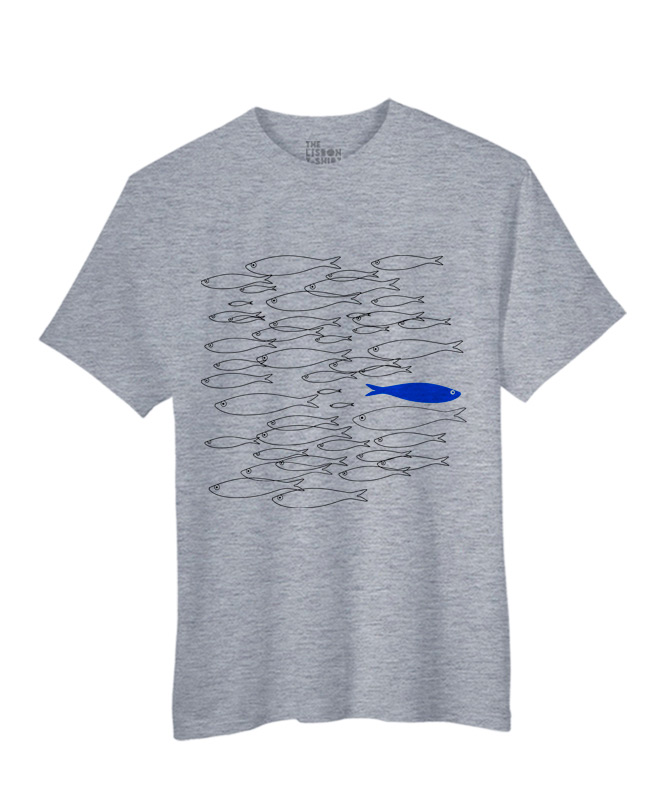 blue sardine t-shirt heather grey creative lisbon