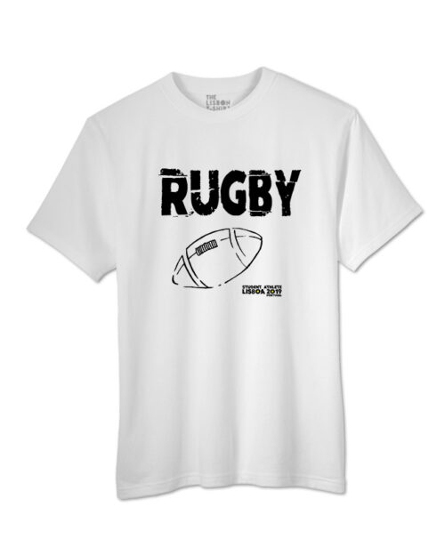 rugby festival white t-shirt black printing