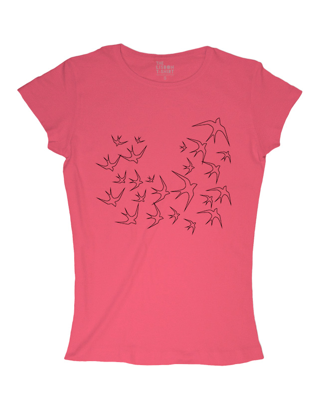 Transparent Swallows Woman T-shirt pink creativelisbon