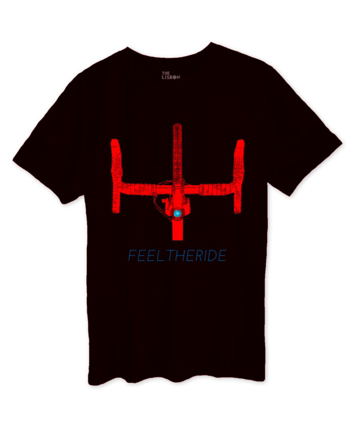 Road Bike Handlebar Black T-shirt red printing