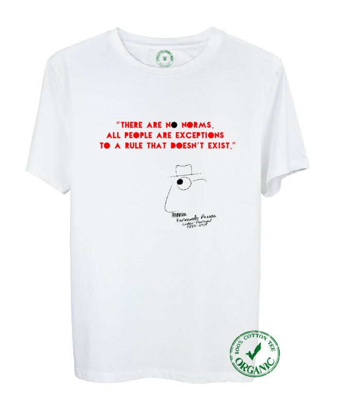 No Norms Organic Cotton Tee with quote and the poet cartoon