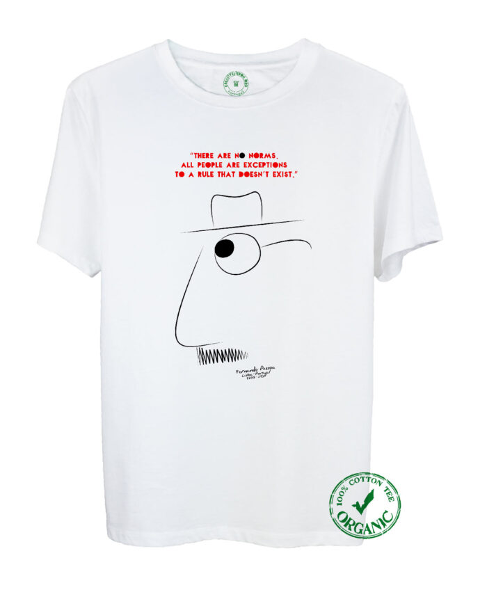 No Norms Organic Cotton Tee with quote and the poet cartoon
