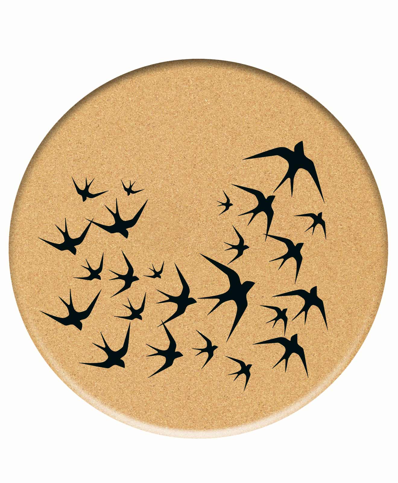 Cork Trivet Black Swallows