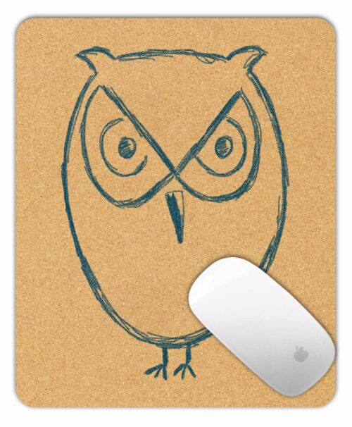 Cork Mouse Pad Owl