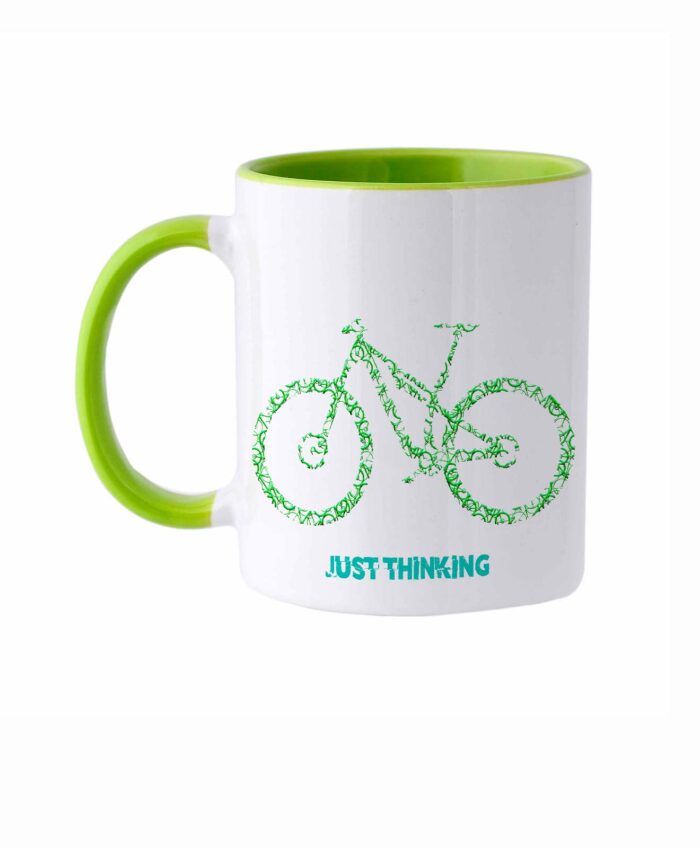 Bike Ceramic White Mug MTB green bike