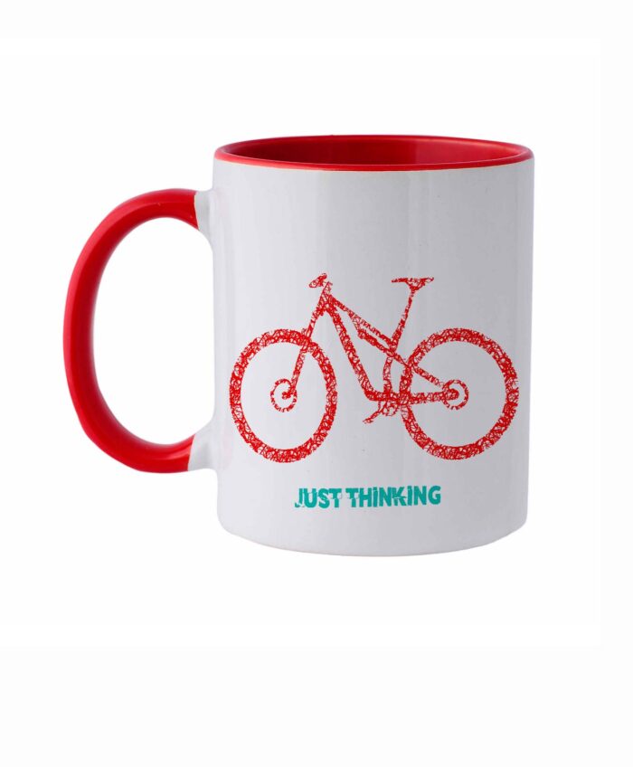 Bike Ceramic White Mug MTB red bike