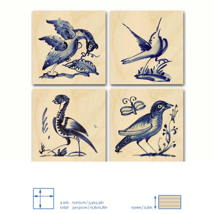 Blue Birds Wood Print